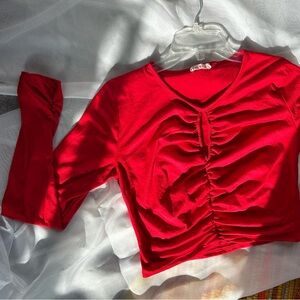 Cut out long sleeve crop top